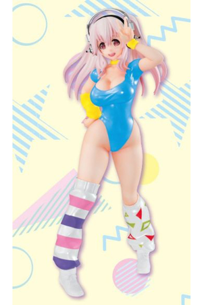 Figura Super Sonico 80's Another Color Blue Ver. De Furyu - Colección Concept Figure, 18 Cm, Reedición Limitada