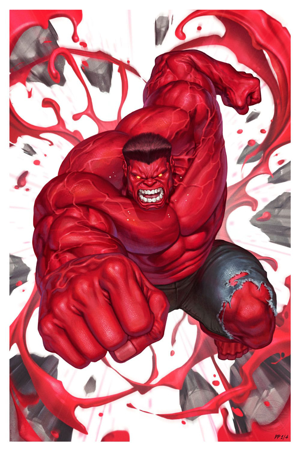 SideShow- Marvel Red Hulk #1 Art Print Red Hulk 61 x 41 cm - HYPERTOYS
