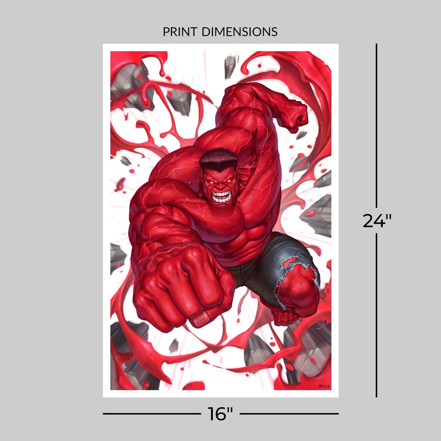 SideShow- Marvel Red Hulk #1 Art Print Red Hulk 61 x 41 cm - HYPERTOYS